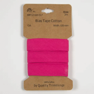 3 Metre Card of Cotton Bias Tape Fuchsia 20mm x 3mtr