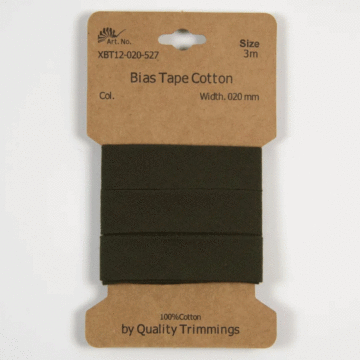 3 Metre Card of Cotton Bias Tape Army 20mm x 3mtr