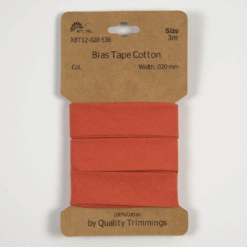 3 Metre Card of Cotton Bias Tape Pumpkin 20mm x 3mtr