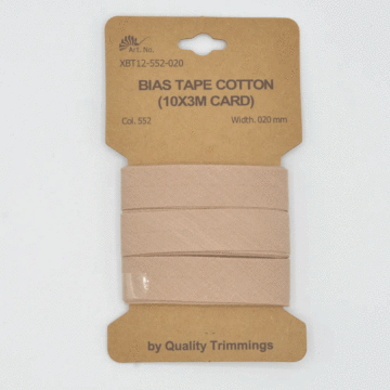 3 Metre Card of Cotton Bias Tape Sand 20mm x 3mtr