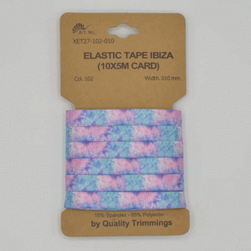 5 Metre Card of Ibiza Elastic Pink Blue 10mm x 5m