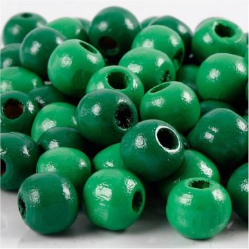 Pack of Wooden Beads Green 20g x 10mm x 70pcs