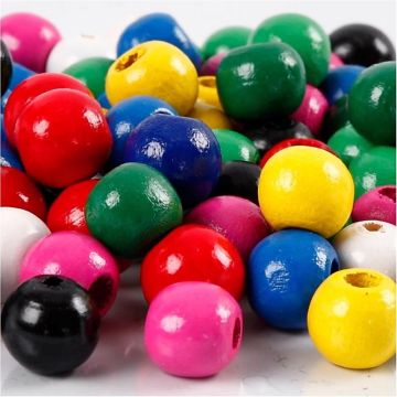 Pack of Wooden Beads Mix 20g x 10mm x 70pcs
