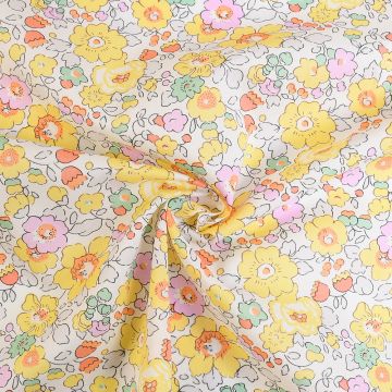 Liberty Betsy Tana Lawn Fabric Yellow 136cm