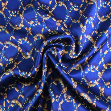 Liberty Vespertine Chain Silk Satin Fabric Teal 137cm