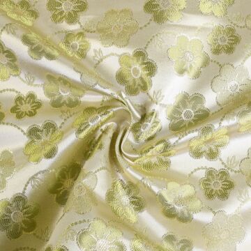 Daisy Polyester Metallic Brocade Fabric Chartreuse 115cm
