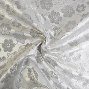 Daisy Polyester Metallic Brocade Fabric Silver 115cm