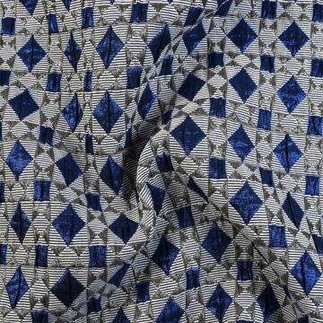 Diamond Brocade Polyester Acrylic Elastane Fabric Azure 145cm