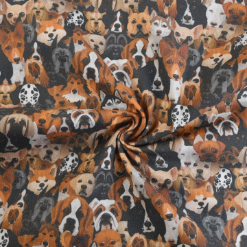 Sea of Dogs Cotton Fabric Brown 150cm
