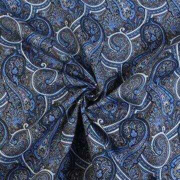 Paisley Cotton Poplin Fabric 2 Blue 112cm