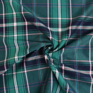 Tartan Polyester Viscose Spandex Fabric Blue Green 145cm
