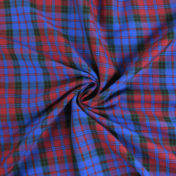 Tartan Polyester Viscose Spandex Fabric Blue Red 145cm