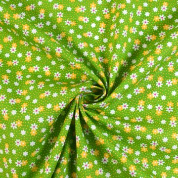 Ditsy Daisy Cotton Poplin Fabric Green 112cm