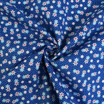 Ditsy Daisy Cotton Poplin Fabric Royal 112cm