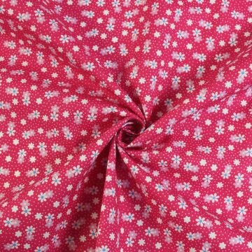 Ditsy Daisy Cotton Poplin Fabric Cerise 112cm