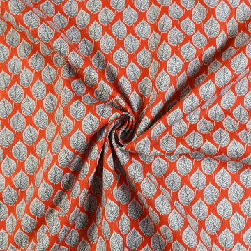 Peter Horton Leaf Pima Cotton Lawn Fabric B Orange 140cm