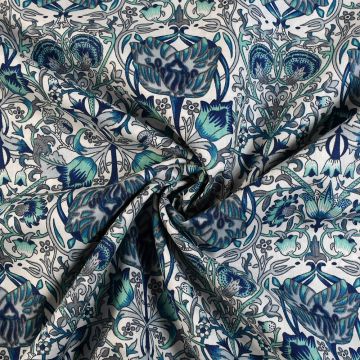 Peter Horton Arts and Crafts Pima Cotton Lawn Fabric A Turquoise 140cm