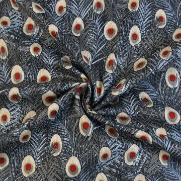 Peter Horton Peacock Feather Pima Cotton Lawn Fabric M Grey 140cm