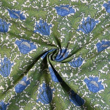 Peter Horton Peony Pima Cotton Lawn Fabric A Green 140cm