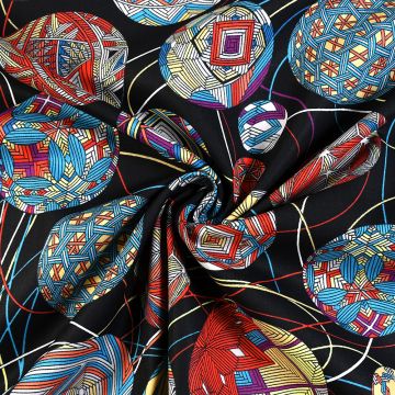 Peter Horton Mosaic Circles Pima Cotton Lawn Fabric A Black 140cm