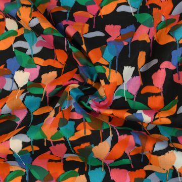 Peter Horton Abstract Leaves Pima Cotton Lawn Fabric A Black 140cm