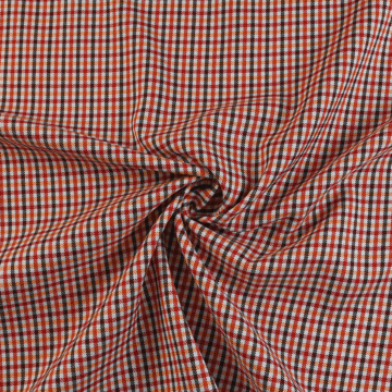 Italian Yarn Dyed  Little Check  Fabric Orange Red 150cm