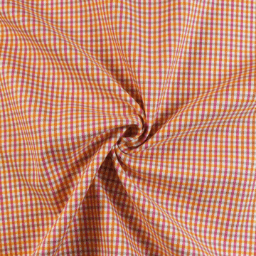 Italian Yarn Dyed Little Check Fabric Orange Pink 150cm
