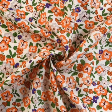 Italian Antique Garden Viscose Crepe Fabric Orange 150cm