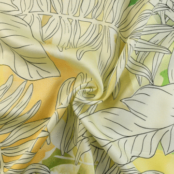 Italian Allure Floral Viscose Sateen Fabric Lime 150cm