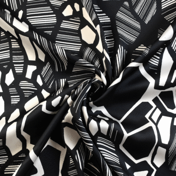 Italian  Boulder Soft Satin Fabric Black White 150cm