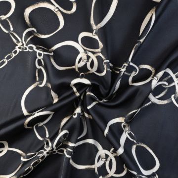 Italian  Chain Soft Satin Fabric Black 150cm