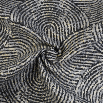 Curve Jacquard Furnishing  Fabric Grey 140cm