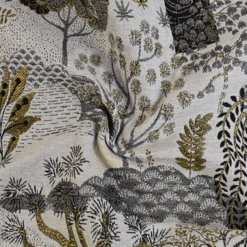Enchanted Forest Jacquard Furnishing  Fabric Natural 140cm