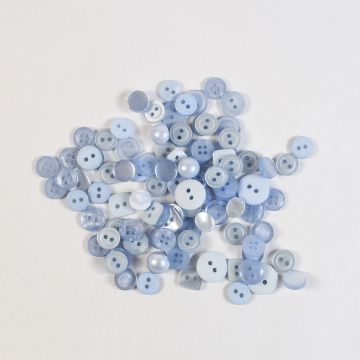 Bag of Mixed Buttons Baby Blues Blue 100grms