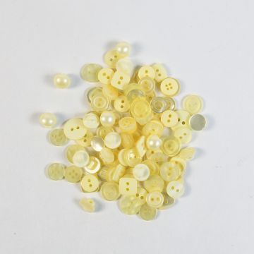 Bag of Mixed Buttons Baby Yellows Yellow 100grms