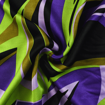 Retro Swirl Viscose Satin fabric 470 Purple 140