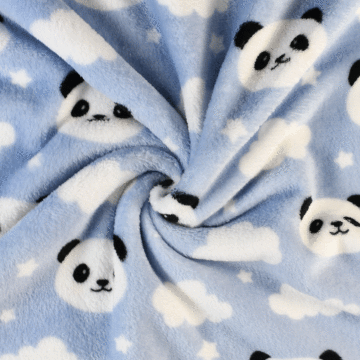 Panda Double Sided Polyester Cuddle Fleece Fabric 003 Blue 150