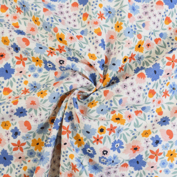 Wild Flower Meadow Linen Cotton Fabric Multi 145cm
