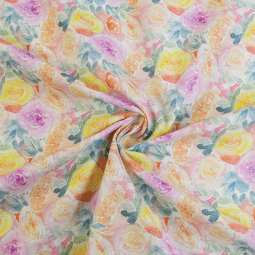 Roses Linen Cotton Fabric Multi 145cm