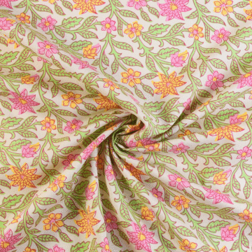 Floral Trail Cotton Lawn Fabric Green 150cm