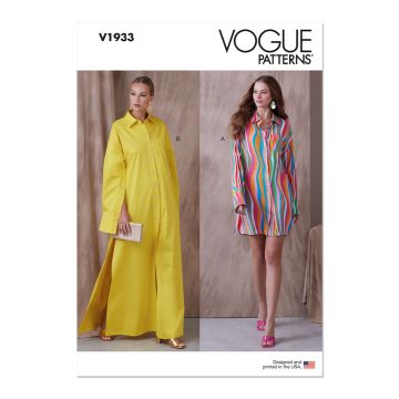Vogue Sewing Pattern V1933 (A5) Misses' Shirt Dress  6-14
