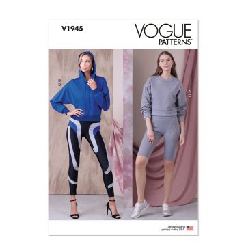 Vogue Sewing Pattern V1945 (A) Misses’ Knit Tops and Leggings  XS-XXL