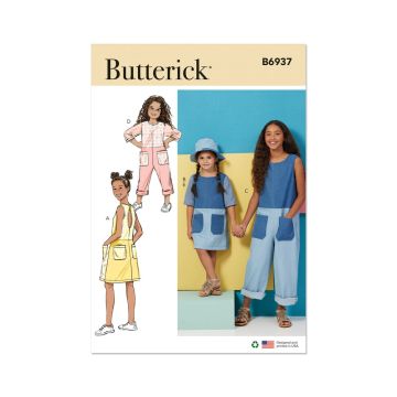 Butterick Sewing Pattern B6937 (CHJ) Children's Dress, Romper and Hat  7-14