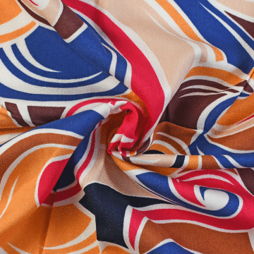Swirl Viscose Poplin Fabric 3 Orange 148cm