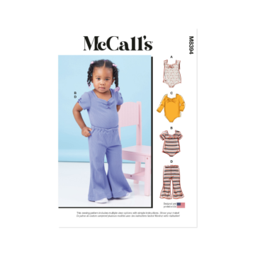 McCalls Sewing Pattern M8394 (A) Toddlers' Knit Bodysuits and Pants  6m-4y
