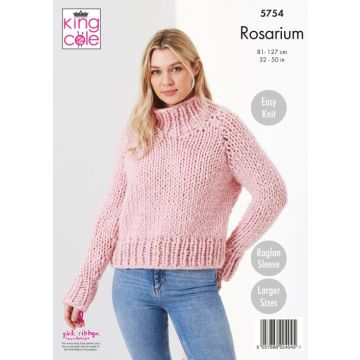 King Cole Rosarium Super Chunky Ladies Sweater Pattern 5754 81-127cm