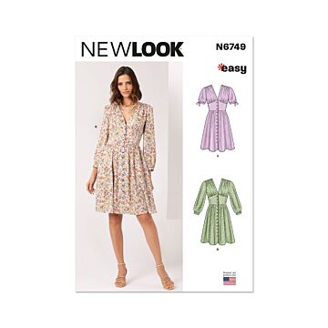 New Look Sewing Pattern 6749 Misses' Dress With Sleeve Variations  6-16