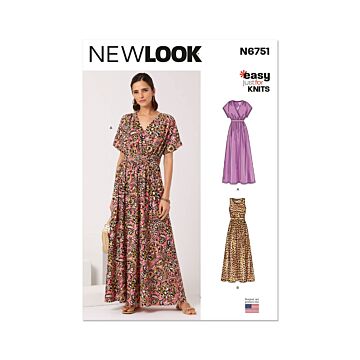 New Look Sewing Pattern 6751 Misses' Knit Dresses  10-22