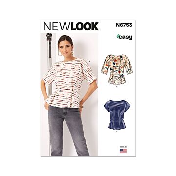 New Look Sewing Pattern 6753 Misses' Top With Sleeve Variations  6-16