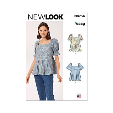 New Look Sewing Pattern 6754 Misses' Top With Sleeve Variations  8-18